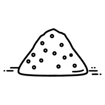 Outline illustration of a pile of sand with circular inclusions vector