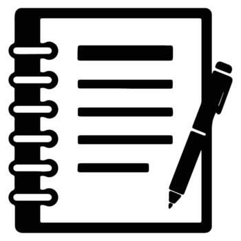icono de cuaderno con bolígrafo para Nota tomando y escritura vector