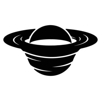 graphic of Saturn like planet with rings isolated on white vector