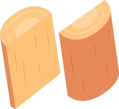Split Wooden Log Flat Illustration. Clean Icon Design Element on Isolated White Background vector