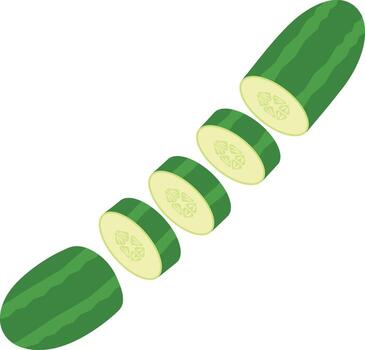 Sliced Cucumber Flat Illustration. Clean Icon Design Element on Isolated White Background vector
