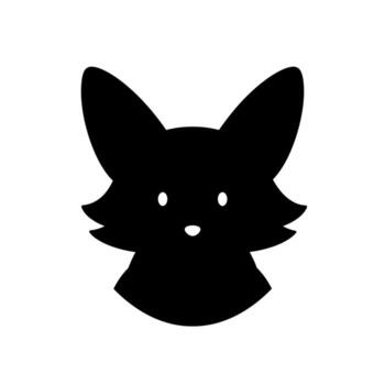 Stylized Silhouette of a Fennec Fox Head with Large Ears. vector