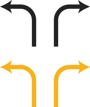 turn right and turn left icon set. traffic direction symbol. Road side traffic turn left right arrow symbol vector