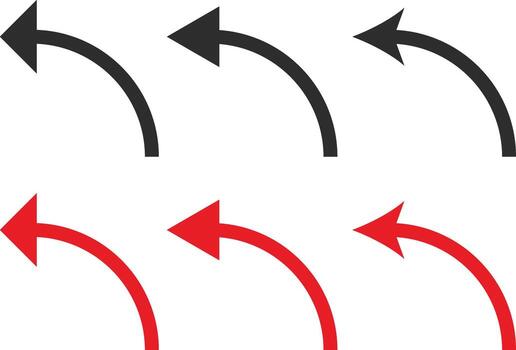 pointing left semi circle arrow set. Circular arrows semi circle point left vector