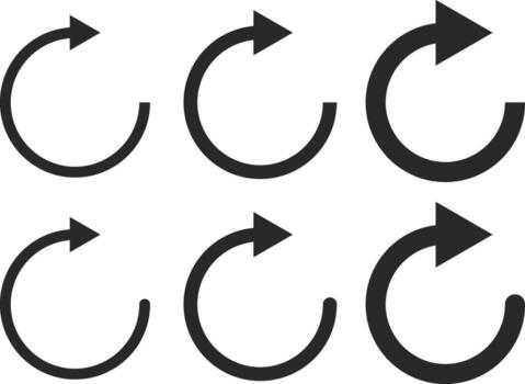 Circular arrow set. Recycle, repeat, refresh, reload arrow icons. Circle arrow symbols collection vector