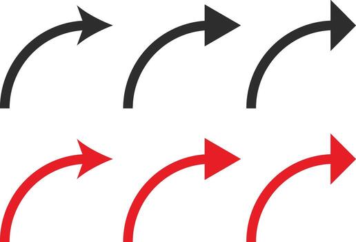 pointing right semi circle arrow set. Circular arrows semi circle point right vector