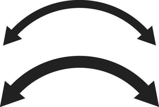 Dual side semi circle arrow collection. Semi circular two way arrows set. Half circle dual sided arrow icons. vector