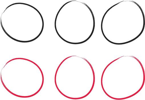hand drawn red circle. Highlight hand written red circle. Highlighting marking circle elements vector