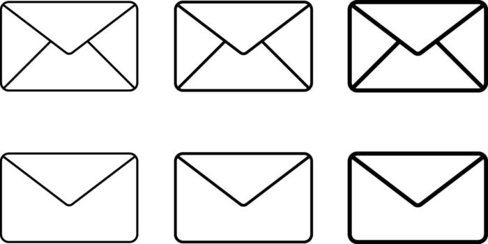 correo icono colocar. sobre símbolo. correo electrónico o mensaje, letra firmar vector