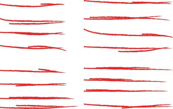 Highlighter marker lines. Red hand drawn underline. Highlighted under line hand drawing doodle art. Red stroke highlight element. Decoration under line . vector
