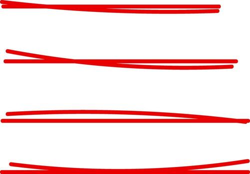 resaltador marcador líneas. rojo mano dibujado subrayar. destacado debajo línea mano dibujo garabatear Arte. rojo carrera realce elementos. decoración debajo línea. vector