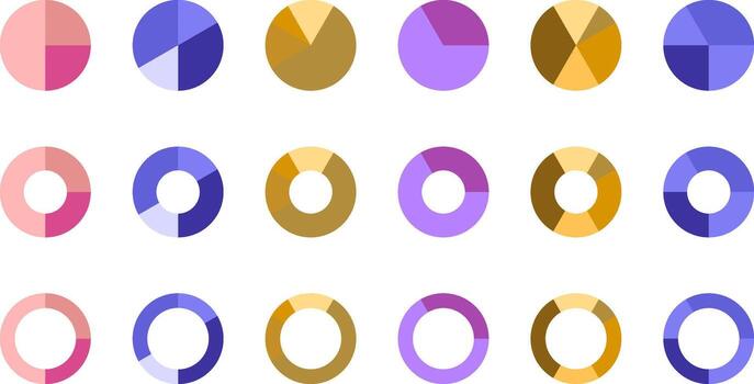 Pie chart diagram collection. Colorful pie chart Infographic. vector