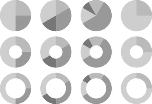 Pie chart diagram set. Colorful pie chart infographic collection vector