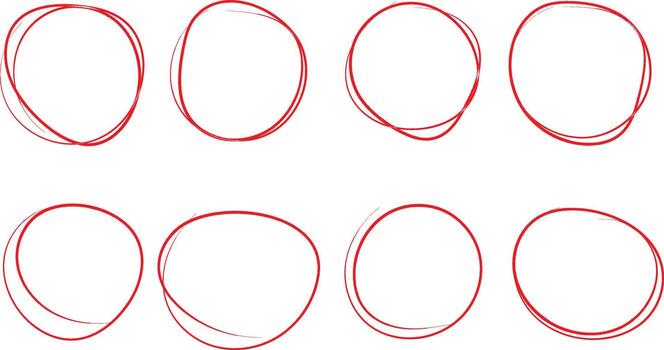 Hand drawn red circle icon. Highlight hand written red circle. Marking highlight circle element vector