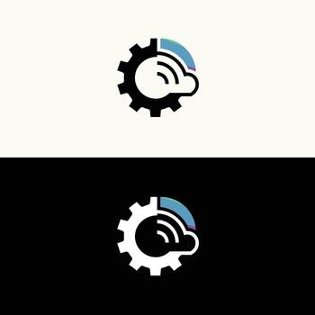 nube informática tecnología engranaje logo diseño para tecnología empresa y software desarrollo empresa logo diseño vector