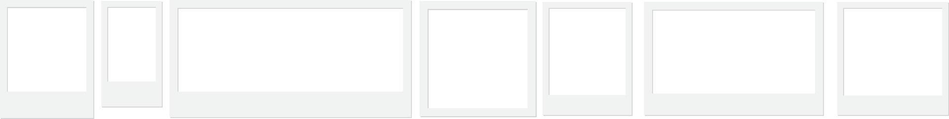 Blank photo frame set, minimalist photo template for creative projects vector