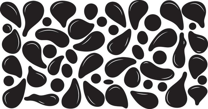 Abstract droplet pattern. Black shapes on transparent background vector