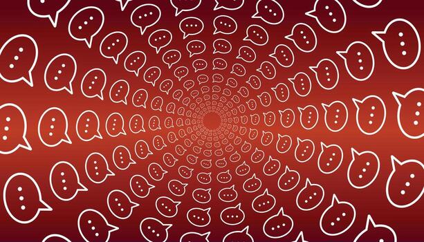 dinámica resumen ilustración presentando un hipnótico espiral de charla burbujas en un vibrante degradado antecedentes. vector