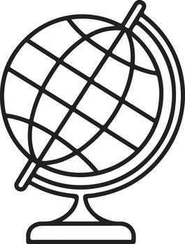 Simple outline drawing of a globe on a stand representing education and travel vector