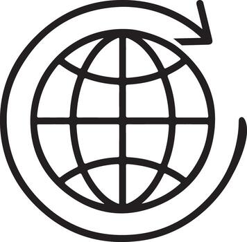 Global network connection with circular arrow representing international communication and data flow vector