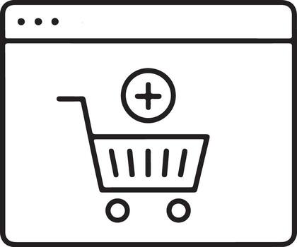 en línea compras carro icono con más símbolo dentro un navegador ventana interfaz vector
