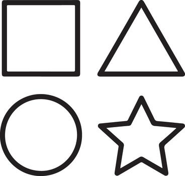 sencillo contorno geométrico formas incluso un cuadrado triángulo circulo y estrella en un blanco antecedentes vector