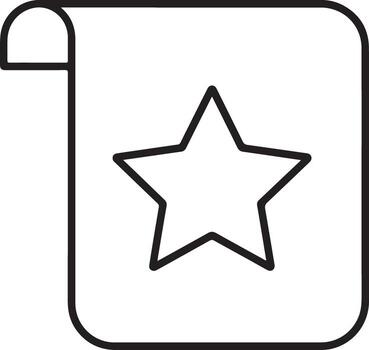 Simple outline icon of a scroll with a star symbol on a white background vector