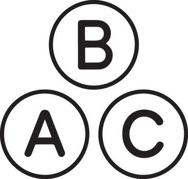 Three interconnected circles with letters a b and c inside representing options or choices vector