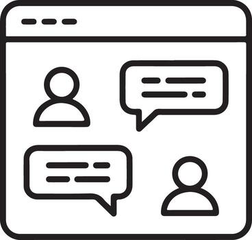 Online communication and discussion interface with user avatars and chat bubbles vector