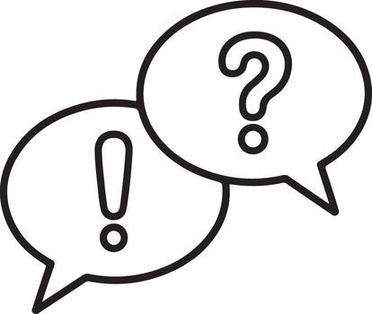 Two speech bubbles with an exclamation point and question mark symbolizing communication and inquiry vector