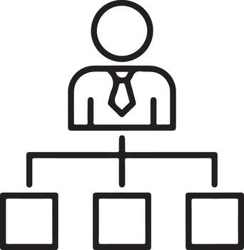 Simple line art icon representing business hierarchy and organizational structure vector