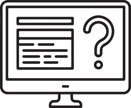 Computer screen displaying information and a large question mark icon vector