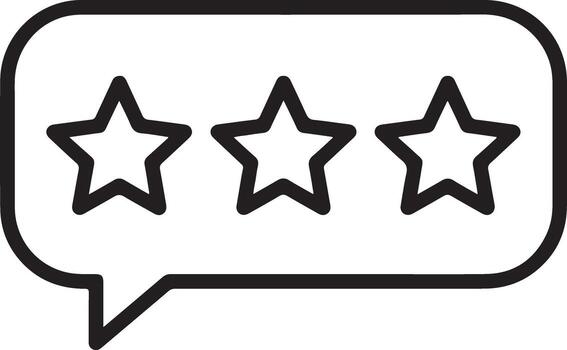 Three star rating inside a speech bubble icon representing customer feedback or review vector