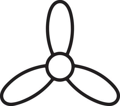 Simple outline drawing of a three bladed propeller or fan icon vector
