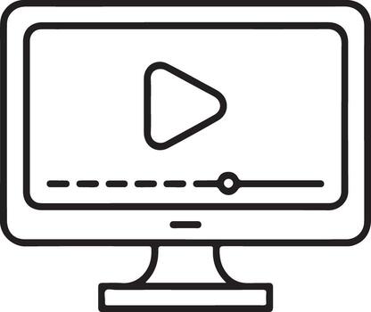 Computer monitor displaying a player interface with play button and progress bar vector