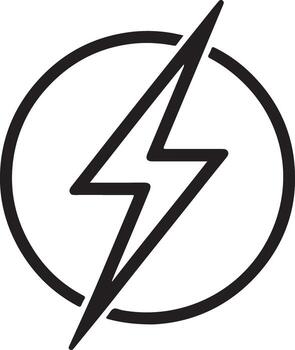 Black lightning bolt symbol inside a circle representing energy and speed vector