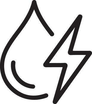 Icon representing the intersection of water and electricity in a simple line art style vector