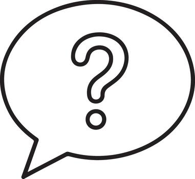 Simple outline of a question mark inside a speech bubble icon vector