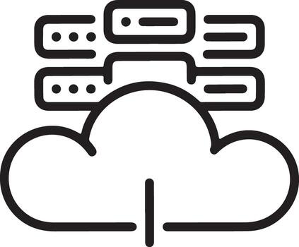 nube informática icono representando datos almacenamiento y red servidores en el cielo vector