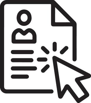 cursor haciendo clic en un documento con el letra si y líneas representando texto vector