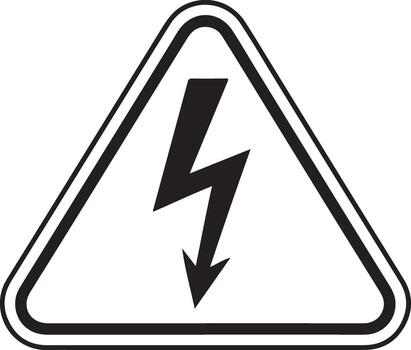 Black lightning bolt symbol inside a warning triangle indicating danger vector
