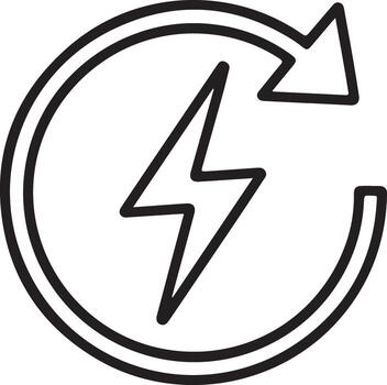 Circular arrow with lightning bolt symbol representing renewable energy and power vector