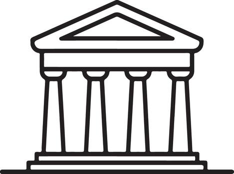 Simple outline drawing of a classical greek temple building with columns vector