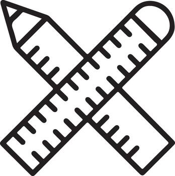 Hand drawn sketch of a pencil and ruler crossed for education and design vector