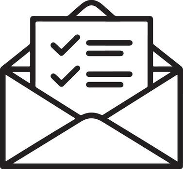 Open envelope with checklist and two checkmarks inside vector