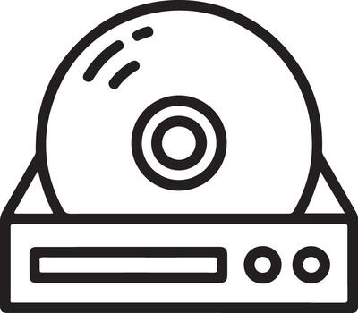 Simple line art icon of a compact disc player with a cd inside vector
