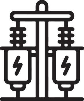 Stylized outline illustration of two electrical transformers on a pole vector
