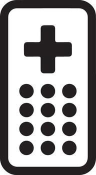 Simple icon of a medical remote control with a plus sign and buttons vector
