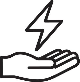Open hand reaching up towards a lightning bolt symbol vector