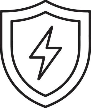 Shield with lightning bolt icon representing protection and power security vector